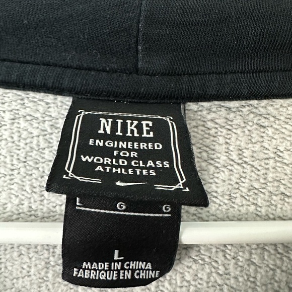 00s Nike Spellout Vintage Y2K Oversized Retro Zip Hoodie size large Gray - Picture 3 of 6